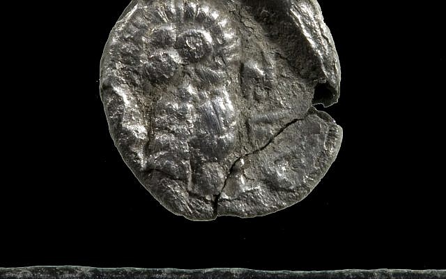 La pièce, frappée par les Juifs, de Yéhud, une province semi-autonome placée sous gouvernance juive durant l'empire perse, découverte lors du projet de criblage du mont du Temple (Autorisation : Projet de criblage du mont du Temple) La pièce, frappée par les Juifs, de Yéhud, une province semi-autonome placée sous gouvernance juive durant l'empire perse, découverte lors du projet de criblage du mont du Temple (Autorisation : Projet de criblage du mont du Temple)