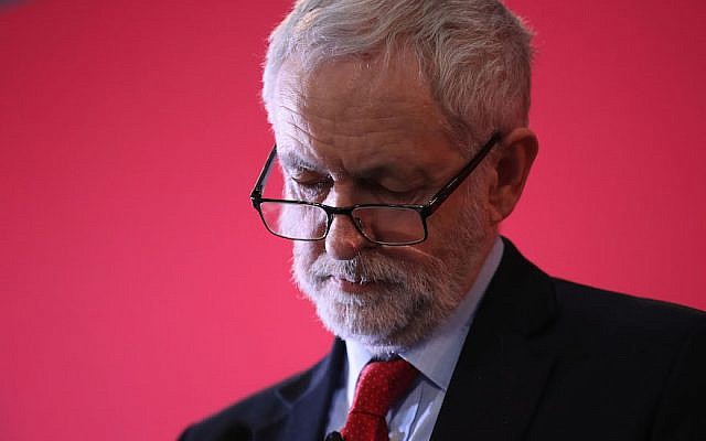 Jeremy Corbyn lors d'un événement du Labour à  Stretford, au Royaume-Uni, le 22 mars 2018 (Crédit :  Christopher Furlong/Getty Images)