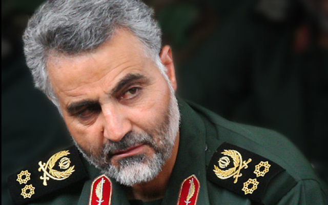 Le commandant des forces Al-Qods des Gardiens de la Révolution islamique, Qassem Soleimani. (Crédit : Wikipedia / CC BY 4.0) Le commandant des forces Al-Qods des Gardiens de la Révolution islamique, Qassem Soleimani. (Crédit : Wikipedia / CC BY 4.0)