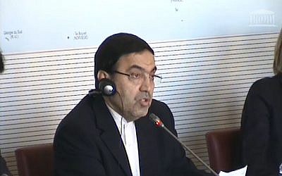 L'ambassadeur d'Iran en France, Abolghassem Delfi, lors de son audition devant la Commission des affaires étrangères de l'Assemblée nationale (Crédit: capture d'écran Assemblée nationale)