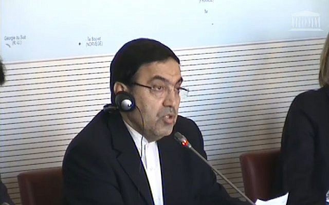 L'ambassadeur d'Iran en France, Abolghassem Delfi, lors de son audition devant la Commission des affaires étrangères de l'Assemblée nationale (Crédit: capture d'écran Assemblée nationale)