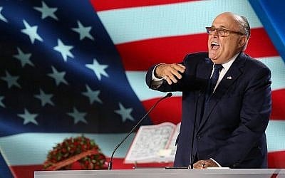 L'ancien maire de New York Rudy Giuliani à un évènement "Free Iran 2018 - the Alternative" le 30 juin 2018, à Villepinte, en banlieue parisienne. (Crédit : AFP /Zakaria Abdelkafi)