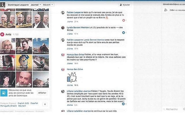 Capture d'écran des échanges pour lesquels Fabien Lesparre écrit les mots "youde" et "youpin" (Crédit: autorisation)