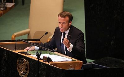 Emmanuel Macron durant son discours lors de l'assemblée générale de l'ONU à New York City le 25 september 2018 (Crédit: AFP PHOTO / Ludovic MARIN) Emmanuel Macron durant son discours lors de l'assemblée générale de l'ONU à New York City le 25 september 2018 (Crédit: AFP PHOTO / Ludovic MARIN)
