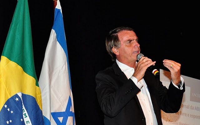 Le président élu du Brésil Jair Bolsonaro (Crédit : Udo Kurt via JTA) Le président élu du Brésil Jair Bolsonaro (Crédit : Udo Kurt via JTA)