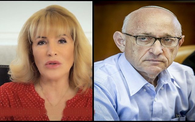 Iris Shtark, directrice de l'Institut des experts-comptables d'Israël en juillet 2018, et Yaakov Nagel, conseiller à la sécurité nationale israélienne, le 18 septembre 2016. (Capture d'écran : YouTube/ Marc Israel Sellem/POOL)