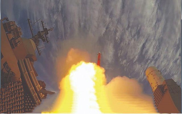 Un missile Barak-8 missile, développé par l'Israel Aerospace Industries, pendant un essai. (Crédit : IAI) Un missile Barak-8 missile, développé par l'Israel Aerospace Industries, pendant un essai. (Crédit : IAI)