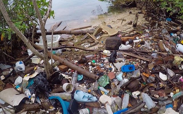 Une plage du Honduras envahie de déchets. (Crédit : capture d'écran Youtube) Une plage du Honduras envahie de déchets. (Crédit : capture d'écran Youtube)