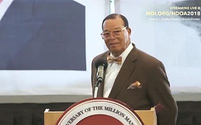 Louis Farrakhan, dirigeant de la Nation of Islam, s'exprimant le 14 octobre 2018 dans le Michigan. (Capture d'écran Twitter)