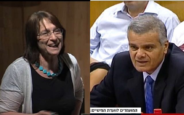 Talia Einhorn (à gauche) et Moshe Tery. (Crédit : capture d'écran YouTube/ Dixième chaîne) Talia Einhorn (à gauche) et Moshe Tery. (Crédit : capture d'écran YouTube/ Dixième chaîne)