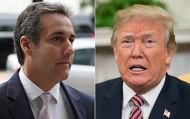 Michael Cohen, à gauche, et le président américain Donald Trump (Crédit : AFP Photo/Getty Images North America et AFP Photo/Mark Wilson et Nicholas Kamm) Michael Cohen, à gauche, et le président américain Donald Trump (Crédit : AFP Photo/Getty Images North America et AFP Photo/Mark Wilson et Nicholas Kamm)