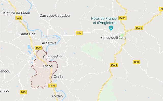 Escos et Salies dans la région du Béarn dans les Pyrénées (Crédit: capture d'écran Google map) Escos et Salies dans la région du Béarn dans les Pyrénées (Crédit: capture d'écran Google map)
