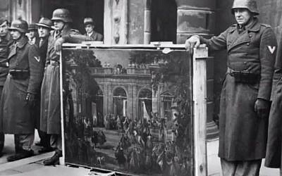 Illustration : des nazis aux côtés d’œuvres d'art pillées (Capture d'écran : YouTube)