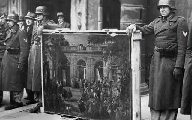 Illustration : des nazis aux côtés d’œuvres d'art pillées (Capture d'écran : YouTube)