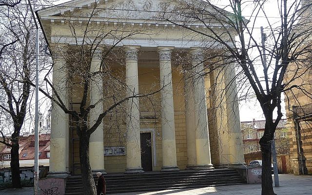 L'Église évangélique réformée, Vilnius, Lituanie, en avril 2015. (Crédit : Ardfern/Wikipedia CC-BY-SA-3.0)