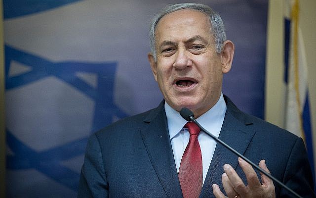 Le Premier ministre Benjamin Netanyahu lors d'une conférence de presse à la Knesset à Jérusalem pour souhaiter la bienvenue au Likud au ministre de l'Immigration Yoav Galant, le 9 janvier 2019. (Noam Revkin Fenton/Flash90) Le Premier ministre Benjamin Netanyahu lors d'une conférence de presse à la Knesset à Jérusalem pour souhaiter la bienvenue au Likud au ministre de l'Immigration Yoav Galant, le 9 janvier 2019. (Noam Revkin Fenton/Flash90)
