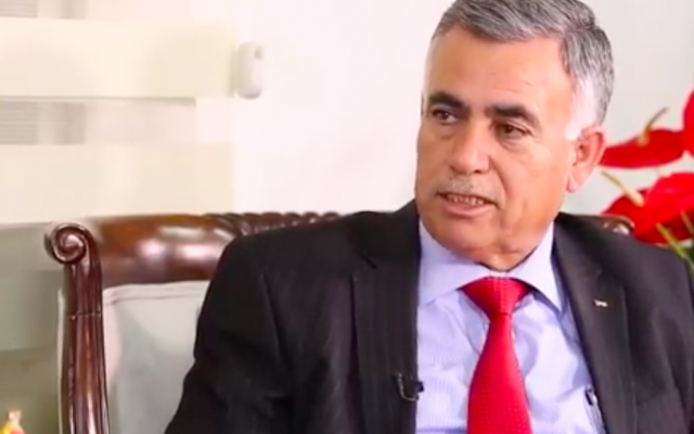 Le ministre des Collectivités locales de l'AP, Hussein al-Araj (Crédit : capture écran de la chaîne An-Najah)