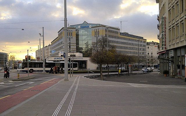 Le bâtiment de l'UNHCR à Genève en 2013. (Crédit : Milliped / CC BY-SA 3.0)