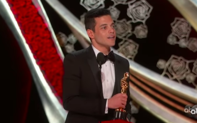 Rami Malek, le 24 février 2019 aux Oscars (Crédit : capture d'écran YouTube)