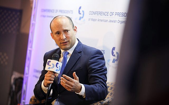 Le ministre israélien de l'Education Naftali Bennett à la CoP, à Jérusalem, le 18 février 2019 (Crédit :  Hadas Parush/Flash90)