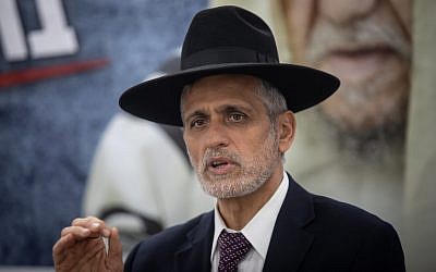 Le chef du parti Yahad Eli Yishaai, à un meeting de campagne le 12 mars 2019. (Crédit : Aharon Krohn/Flash90)