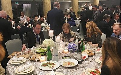Le dîner de gala du Congrès juif eurasiatique à l'hôtel Dan Arcadia à Herzliya, le 18 mars 2019. (The Times of Israel)