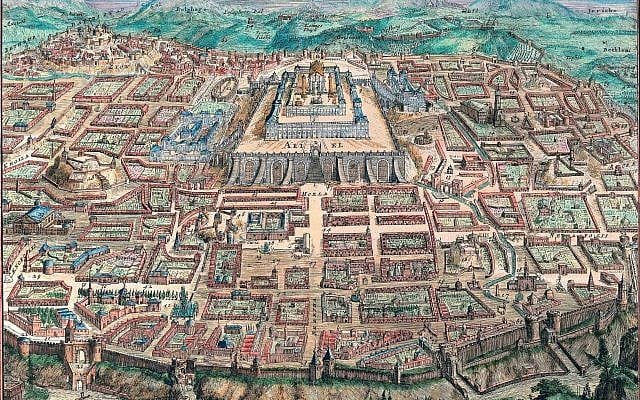 Une carte de Jérusalem des années 1670-1700 par Romeyn de Hooghe, de l'exposition "Cartes de la Terre sainte et Jérusalem", pour le projet international d'exposition en ligne de Google "Il était une tentative". (Bibliothèque nationale d'Israël) Une carte de Jérusalem des années 1670-1700 par Romeyn de Hooghe, de l'exposition "Cartes de la Terre sainte et Jérusalem", pour le projet international d'exposition en ligne de Google "Il était une tentative". (Bibliothèque nationale d'Israël)