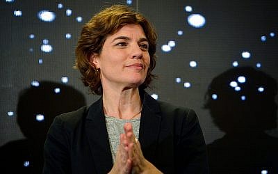 La dirigeante du parti du Meretz Tamar Zandberg lors des primaires du Meretz à Tel Aviv, le 14 février 2019 (Crédit :  Flash90)