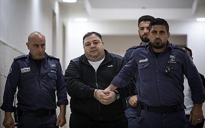 Daniel Nachmani, accusé du meurtre de Noa Eyal, au tribunal de Jérusalem, le 29 avril 2019. (Crédit : Hadas Parush/Flash90)