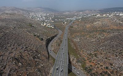 Représentation numérique de la rocade de Hawara (au-dessus) dans le nord de la Cisjordanie. (Crédit : conseil de Yesha)