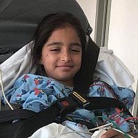 Noya Dahan, la fillette israélienne blessée dans une fusillade commise dans une synagogue 'Habad de Poway, en Californie, le 27 avril 2019 (Autorisation)