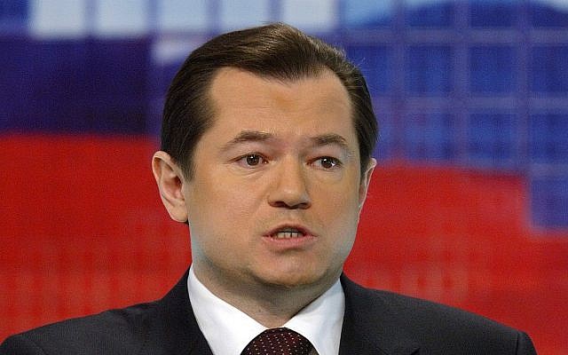 Sergey Glazyev à Moscow, le 18 février 2004. (Crédit : AP Photo/Sergey Ponomarev, File) Sergey Glazyev à Moscow, le 18 février 2004. (Crédit : AP Photo/Sergey Ponomarev, File)