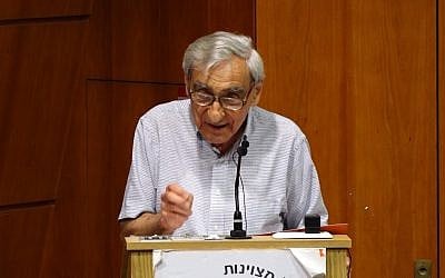 Le philosophe politique Michael Walzer prend la parole à l'Université Bar Ilan, le 13 juin 2019. (Moshe Atar)
