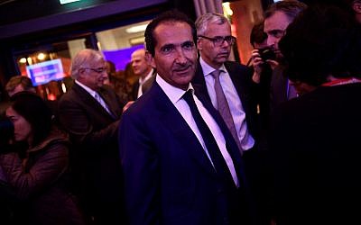 Patrick Drahi, au lancement de la chaîne BFMTV, à Paris, le 7 novembre 2016. (Crédit : MARTIN BUREAU / AFP