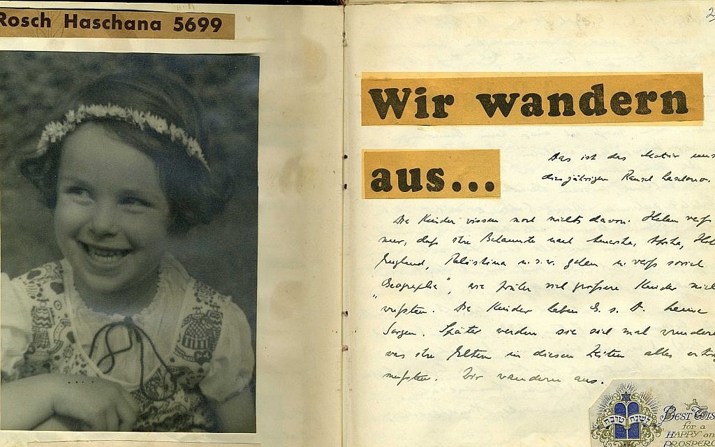 26 septembre 1938 : "Nous émigrons". La page marquant Rosh Hashana dans l'aobum préparé par  Wilhelm Hesse pour ses filles  Helen et Eva. Eva devait devenir l'une des plus grandes artistes américaines du 20ème siècle (Autorisation : Institut  Leo Baeck – New York | Berlin)