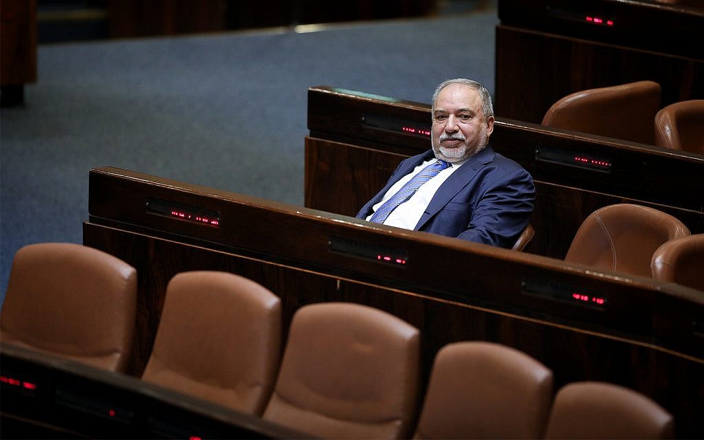 Avigdor Liberman, chef du parti Yisrael Beytenu, à la Knesset, 29 mai 2019. (Noam Revkin Fenton/Flash90)