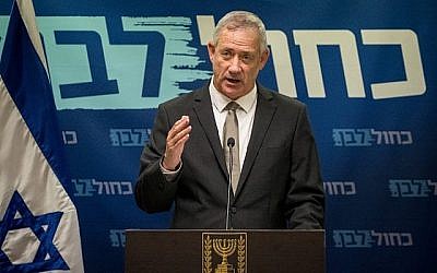 Le chef du parti Kakhol lavan Benny Gantz à la Knesset, le 3 juin 2019. (Yonatan Sindel/Flash90)