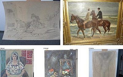 Une combinaison de photos publiées par les procureurs d'Augsburg en Allemagne le 21 novembre 2013 montrent cinq des plus de 1500 tableaux dont on pense qu'ils ont été pillés par les Nazis, saisis dans un appartement munichois de Cornelius Gurlitt. (Lostart.de/procureurs d'Augsburg /AFP/File)