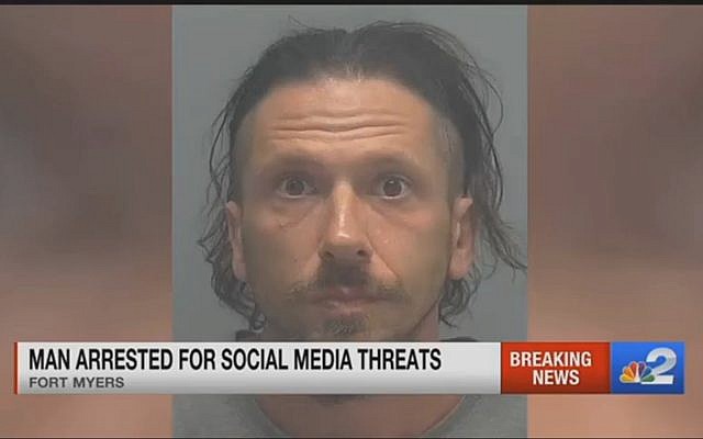 Joshua John Leff, âgé de 40 ans, a été arrêté à Fort Myers, en Floride, et inculpé d'intimidation, d'avoir envoyé des menaces écrites appelant à tuer les minorités, y compris les Juifs. (Capture d'écran : YouTube) Joshua John Leff, âgé de 40 ans, a été arrêté à Fort Myers, en Floride, et inculpé d'intimidation, d'avoir envoyé des menaces écrites appelant à tuer les minorités, y compris les Juifs. (Capture d'écran : YouTube)