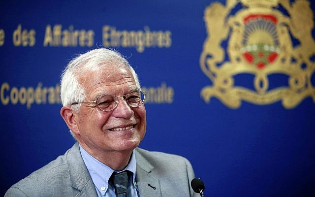 En ce lundi 3 juin 2019, le ministre espagnol des Affaires étrangères Josep Borrell assiste à une conférence de presse à Rabat, au Maroc. Les dirigeants de l'Union européenne ont nommé mardi 2 juillet 2019, après une longue session de négociations, l'actuel ministre espagnol des Affaires étrangères Josep Borrell au poste de chef de la politique étrangère de l'UE. (AP Photo/Mosa'ab Elshamy, File) En ce lundi 3 juin 2019, le ministre espagnol des Affaires étrangères Josep Borrell assiste à une conférence de presse à Rabat, au Maroc. Les dirigeants de l'Union européenne ont nommé mardi 2 juillet 2019, après une longue session de négociations, l'actuel ministre espagnol des Affaires étrangères Josep Borrell au poste de chef de la politique étrangère de l'UE. (AP Photo/Mosa'ab Elshamy, File)