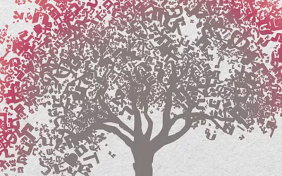 Un arbre dont les feuilles sont des lettres hébraïques, logo du festival “Lettres d’Israël”.