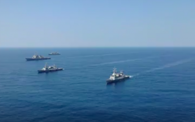 La Marine israélienne s'entraîne avec des marines étrangères en réaction à une simulation de tremblement de terre de grande ampleur qui aurait touché le nord d'Israël, dans le cadre de l'exercice naval "Vagues puissantes 2019" en août 2019. (Crédit : Armée israélienne)