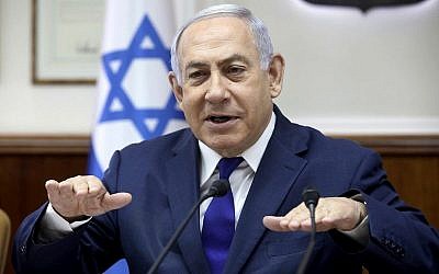 Le Premier ministre Benjamin Netanyahu dirige la réunion hebdomadaire du cabinet du Premier ministre au Cabinet du Premier ministre à Jérusalem, le 3 septembre 2019. (Sebastian Scheiner/Pool/AFP)