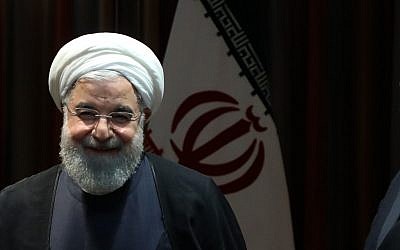 Le président iranien Hassan Rouhani avant une rencontre avec Emmanuel Macron en marge de la 74ème Assemblée générale de l'ONU à New York, le 26 septembre 2019 (Crédit :  Ludovic MARIN / AFP)