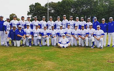 L’équipe israélienne de baseball lors de l'Euro 2019. (Crédit : Fédération israélienne de baseball / Israel Baseball / Twitter)