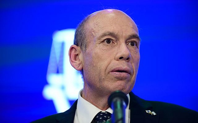 Le contrôleur de l'Etat d'Israël Matanyahu Englman s'exprime lors de la conférence annuelle sur la Justice, le 3 septembre 2019. (Photo par Tomer Neuberg/Flash90)