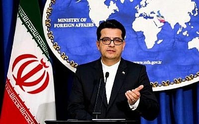 Abbas Mousavi, porte-parole du ministère iranien des Affaires étrangères, donne une conférence de pesse dans la capitale Téhéran, le 28 mai 2019. (Atta Kenare/AFP)