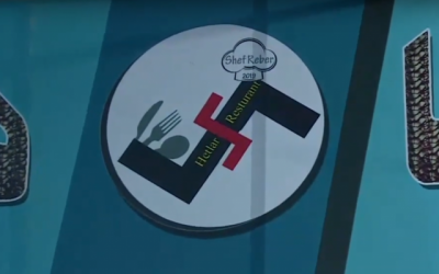 Le logo du restaurant du Kurdistan irakien appelé en hommage au dictateur nazi Adolf Hitler, le 3 septembre 2019. (Capture d'écran: YouTube)