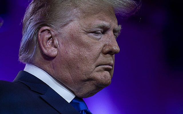 Le président Donald Trump lors du Values Voter Summit à l'hôtel Omni Shoreham à Washington, le 12 octobre 2019 (Crédit : Eric BARADAT / AFP)