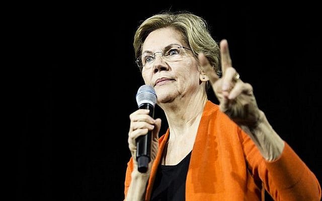 La candidate démocrate à la présidence, la sénatrice Elizabeth Warren , pendant un événement à Norflok, en Virginie, le 18 octobre 2019 (Crédit : Zach Gibson/Getty Images/AFP) La candidate démocrate à la présidence, la sénatrice Elizabeth Warren , pendant un événement à Norflok, en Virginie, le 18 octobre 2019 (Crédit : Zach Gibson/Getty Images/AFP)